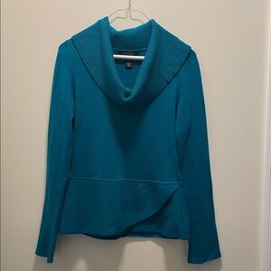 White House Black Market Teal Cowl Neck Sweater